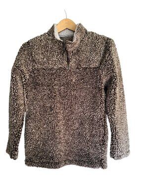 CLASS CLUB- KIDS FAUX FUR LONG SLEEVE SIDE POCKETS HALF ZIP SWEATER SIZE 14/16